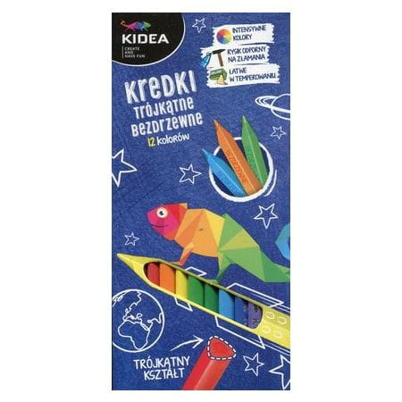 Kidea Kredki bezdrzewne 12 kolorów trójkątne KREDKI 12KOLORÓW TRÓJKĄTNE BEZDRZEWNE KIDEA