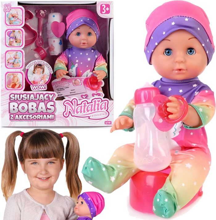 LALKA EDU&FUN SIUSIAJĄCY BOBAS Z AKCESORIAMI 30 CM.