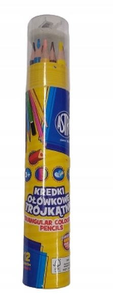 KREDKI ołówkowe trójkątne 12 KOL W TUBIE