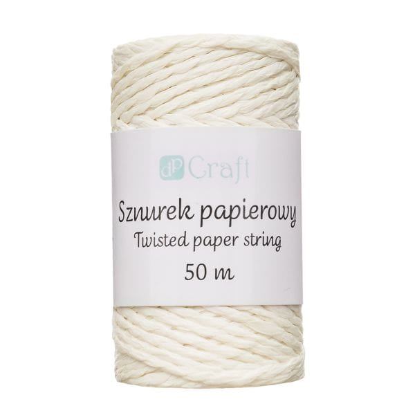 SZNUREK PAPIEROWY SKRĘCANY, 50 M ECRU