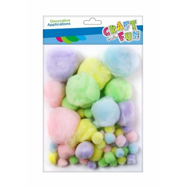 CF OZDOBA DEK POMPON AKRYL 60SZT PASTEL 12/144
