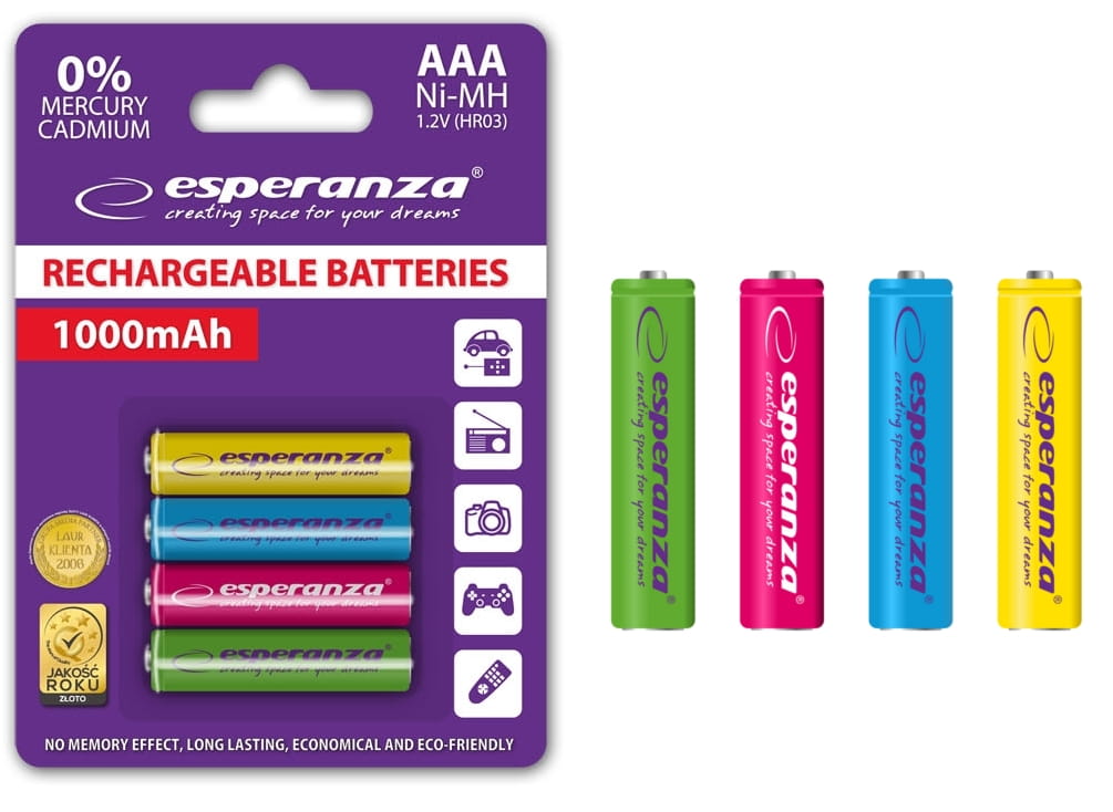 ESPERANZA Akumulator R3 AAA 1000mAh kolo EZA107 kolorowe - Henryx24