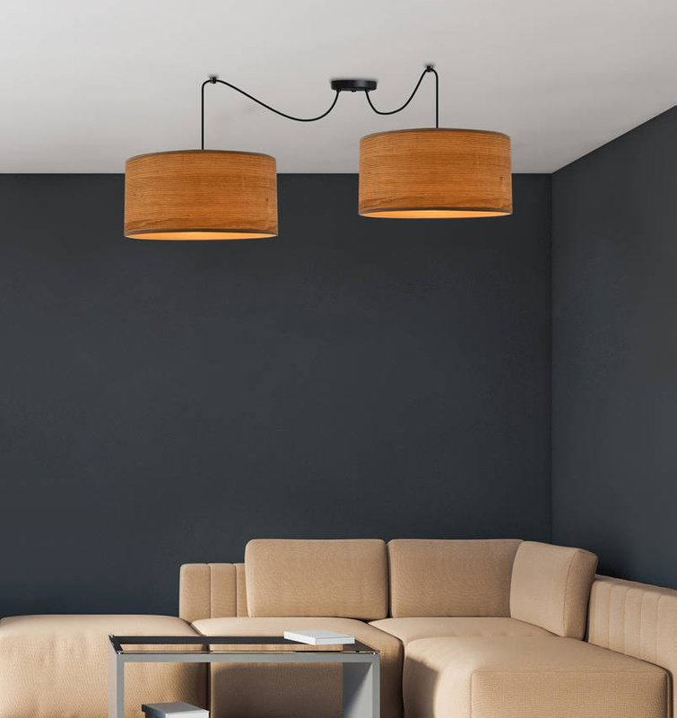LEGNO P LAMPA WISZĄCA CZARNY 30 2X40W E27 ABAŻUR ORZECHOWY