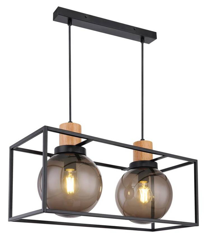 Lampa wisząca czarna metalowa dymiona 2xE27 Retro 2