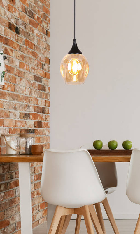 Lampa wisząca szklana czarno brązowa Aspa