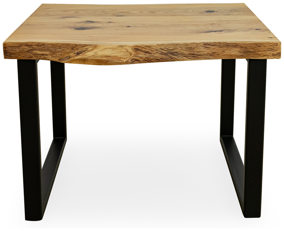 Stolik kawowy loft RAW blat dębowy 60 cm z nogami stalowymi
