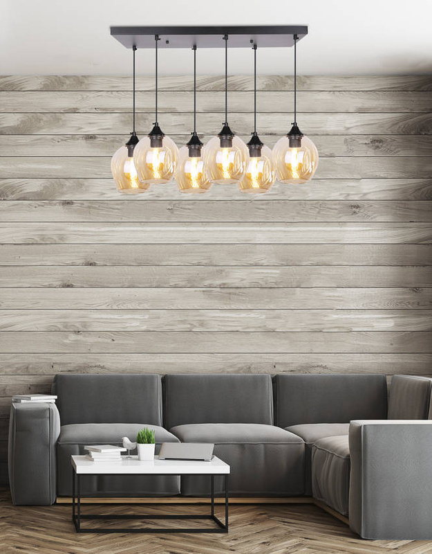 Lampa wisząca szklana czarno brązowa 6xE27 Aspa