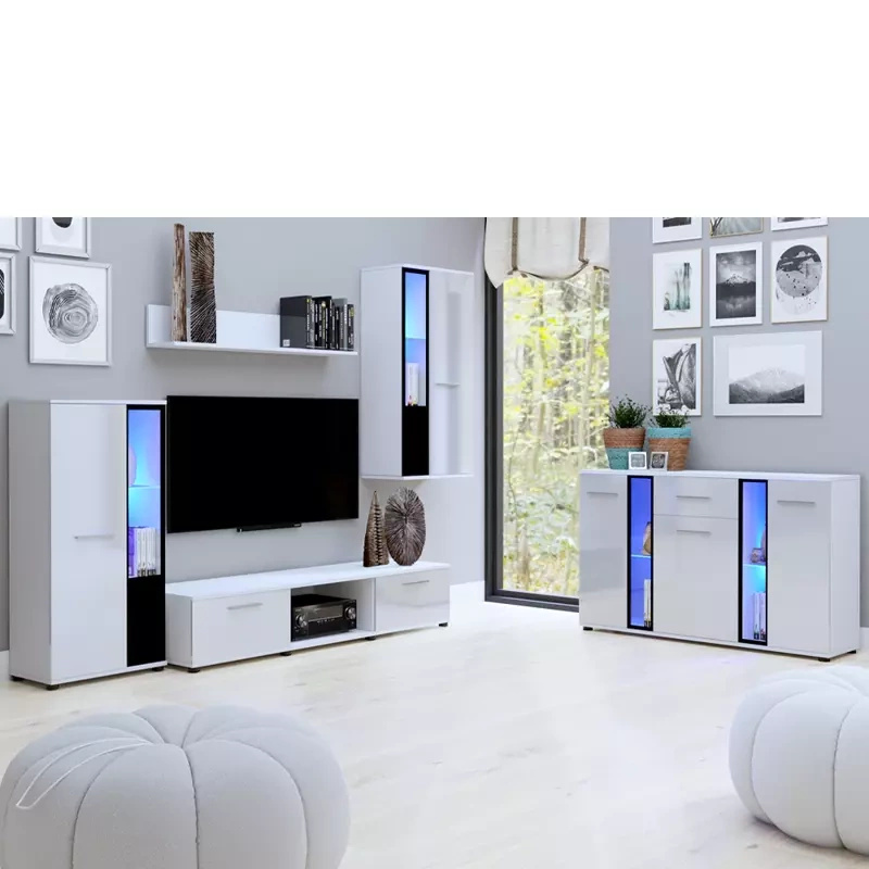 Meblościanka biała połysk z komodą CUBE