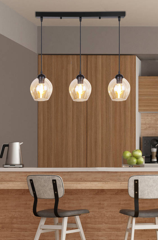Lampa wisząca szklana czarno brązowa 3xE27 Aspa