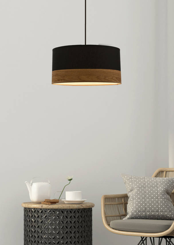 Pino lampa wisząca czarny 1x60w e27 abażur czarny+fornir