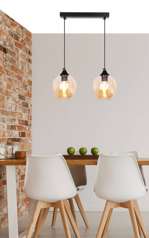 Lampa wisząca szklana czarno brązowa 2xE27 Aspa