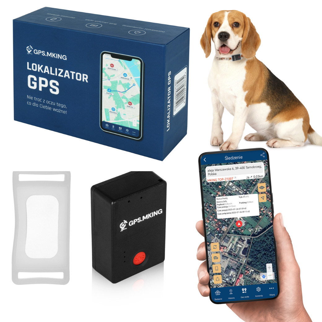 LOKALIZATOR GPS 15 DNI NA OBROŻĘ PSA KOTA ETUI MKX50