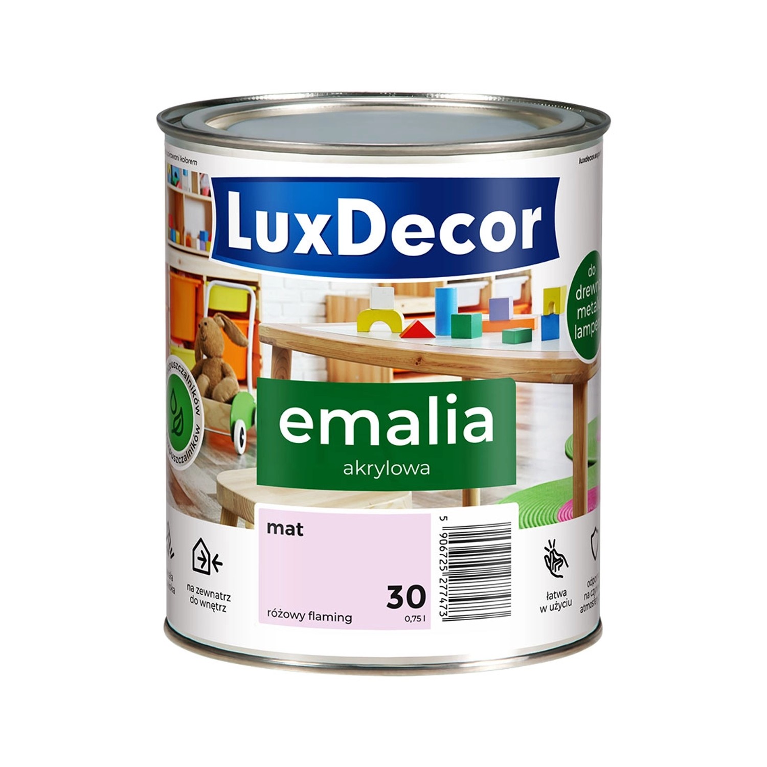 Emalia akrylowa LuxDecor rożowy flaming mat 0,75L