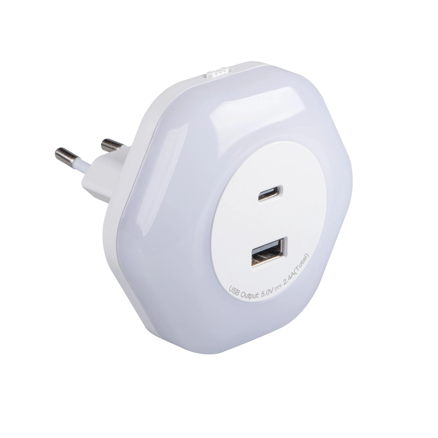 Kanlux Lampka wtykowa LED BOLA 2xUSB max.15W 3000K 4lm biała