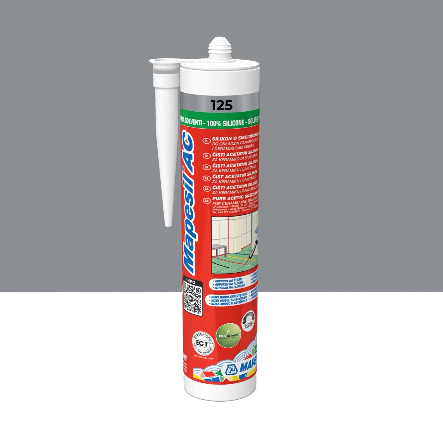 Mapei Silikon Mapesil Ac 125 zamkowy szary 310 ml