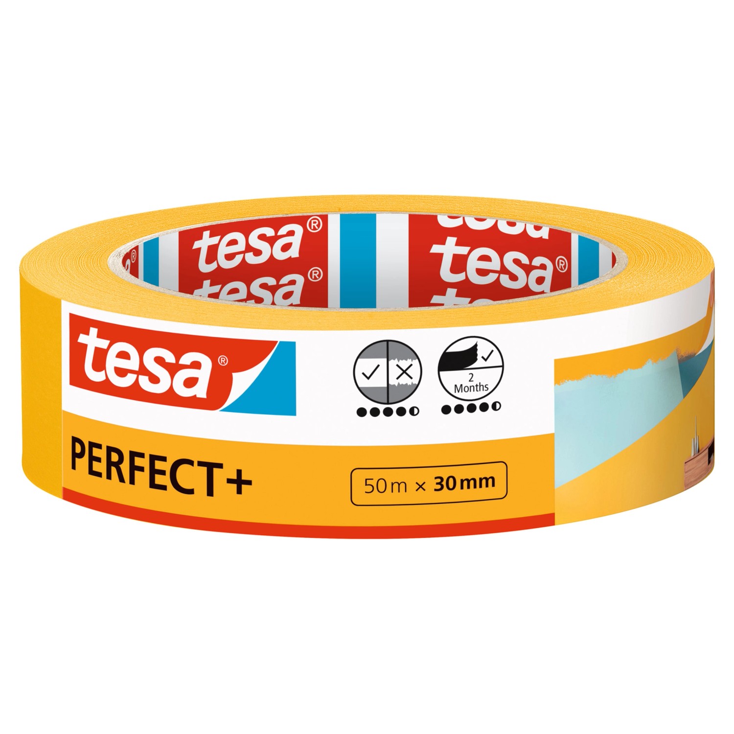 Tesa Taśma malarska Perfect+ 50m:30mm do wnętrz