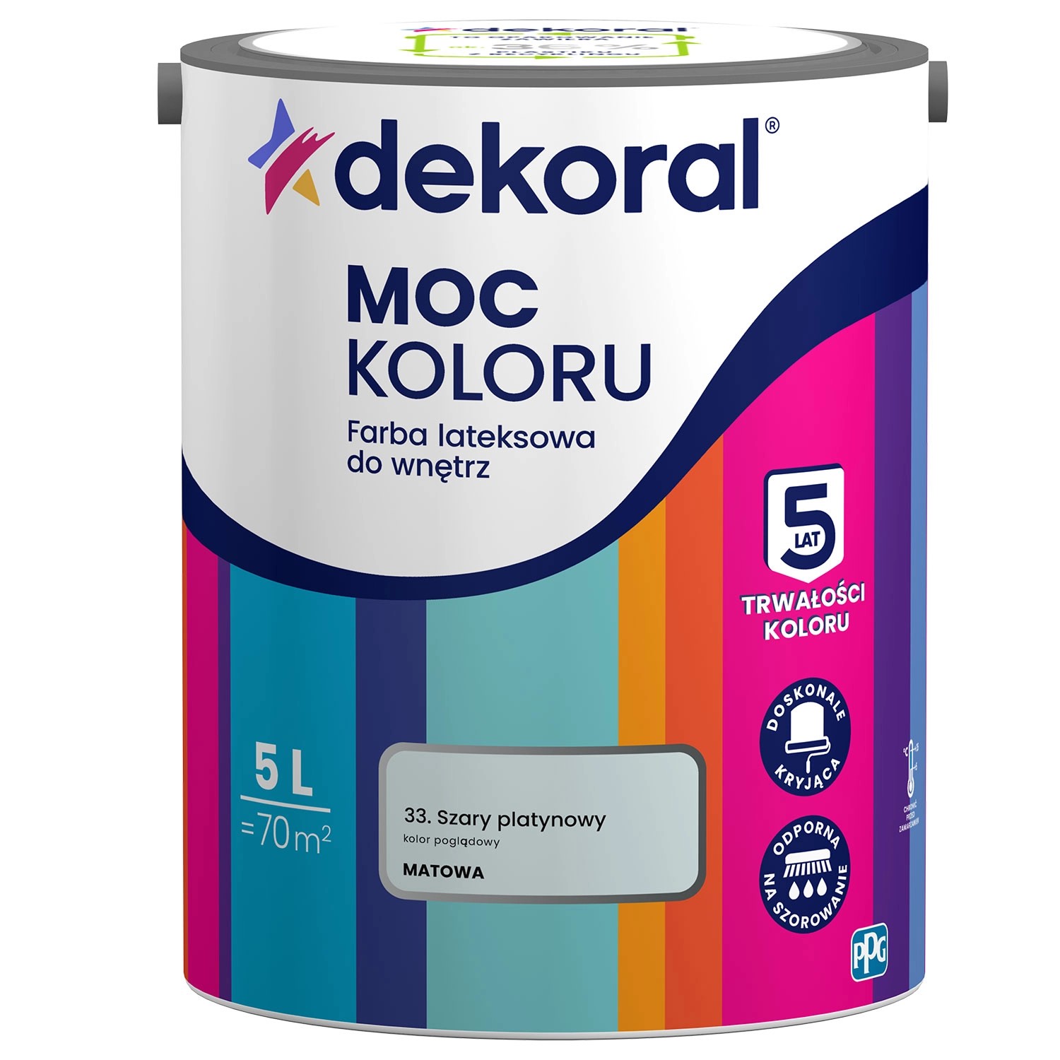 Farba Dekoral Moc Koloru szary platynowy 5 l