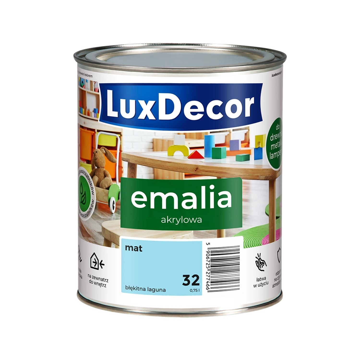 Emalia akrylowa LuxDecor błękitna laguna mat 0,75L