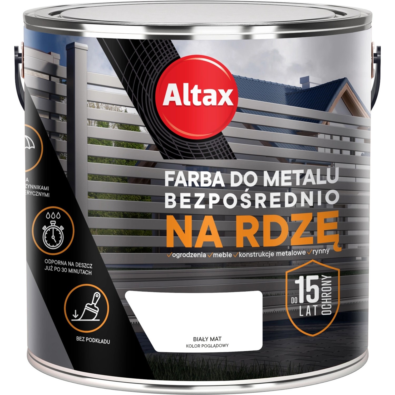 Altax Farba do metalu biały mat 2,5 l