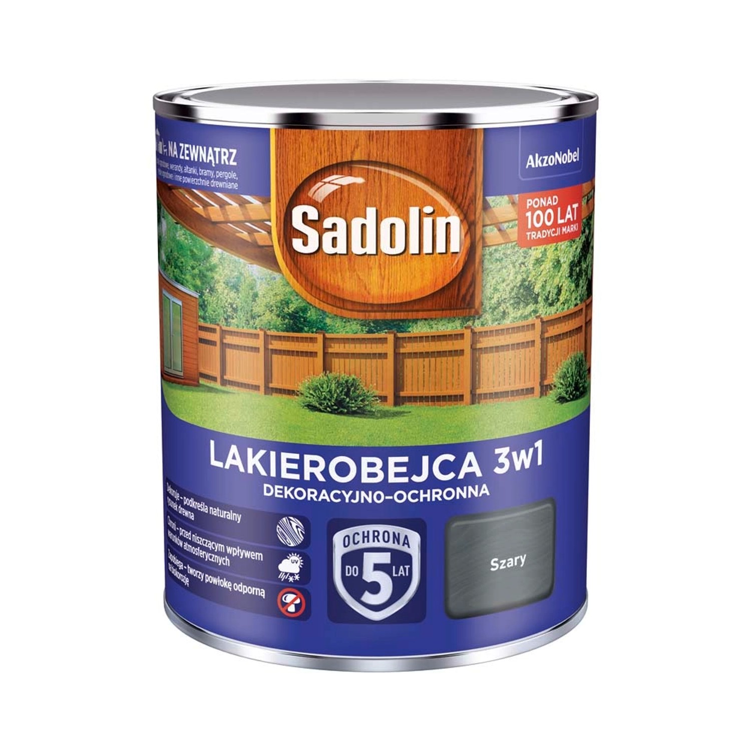 Sadolin Lakierobejca 3w1 szary 0,7 l