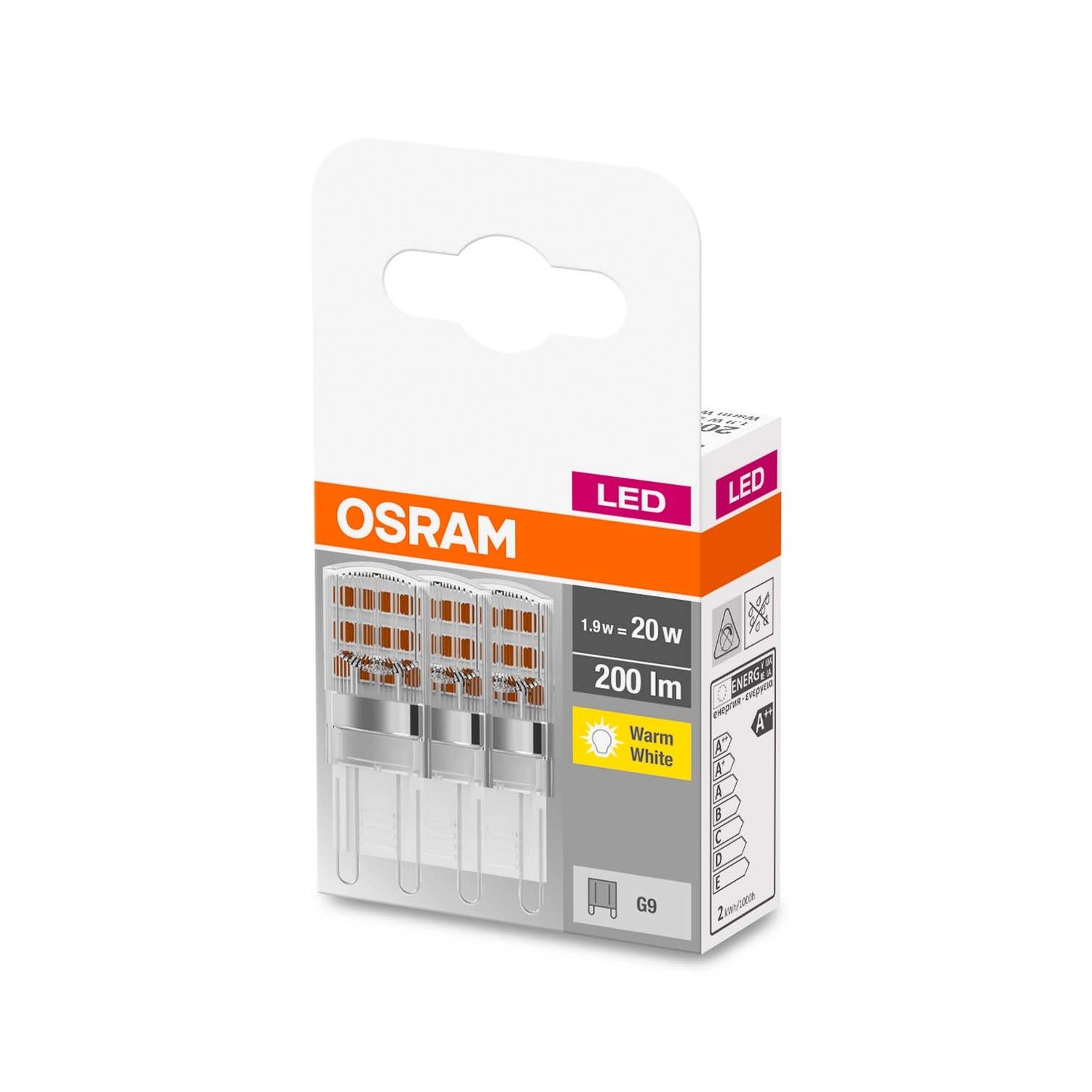 Osram Żarówka LED BASE PIN 1,9W G9 200 lm 2700K 3 szt.