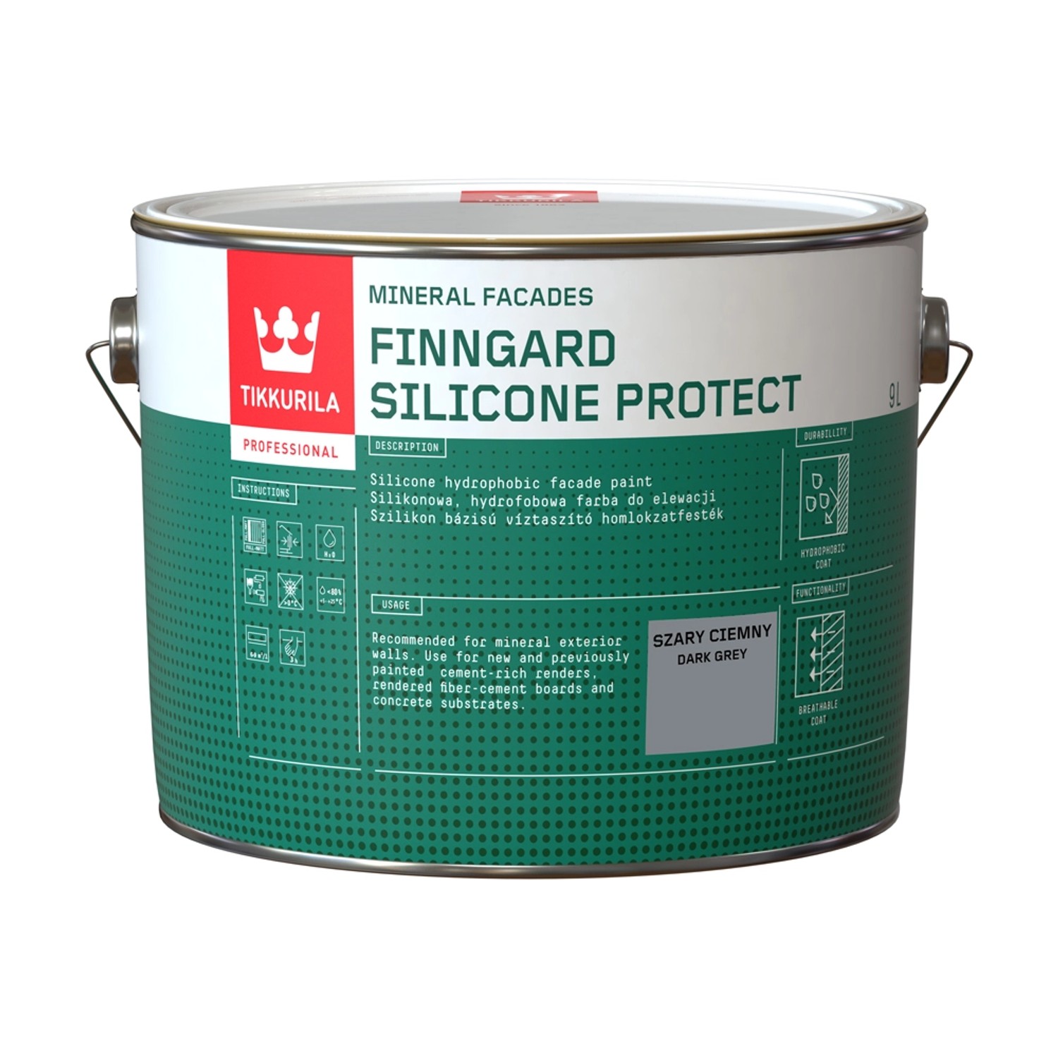 Farba elewacyjna Tikkurila Finngard Silicone Protect 9 l ciemny szary