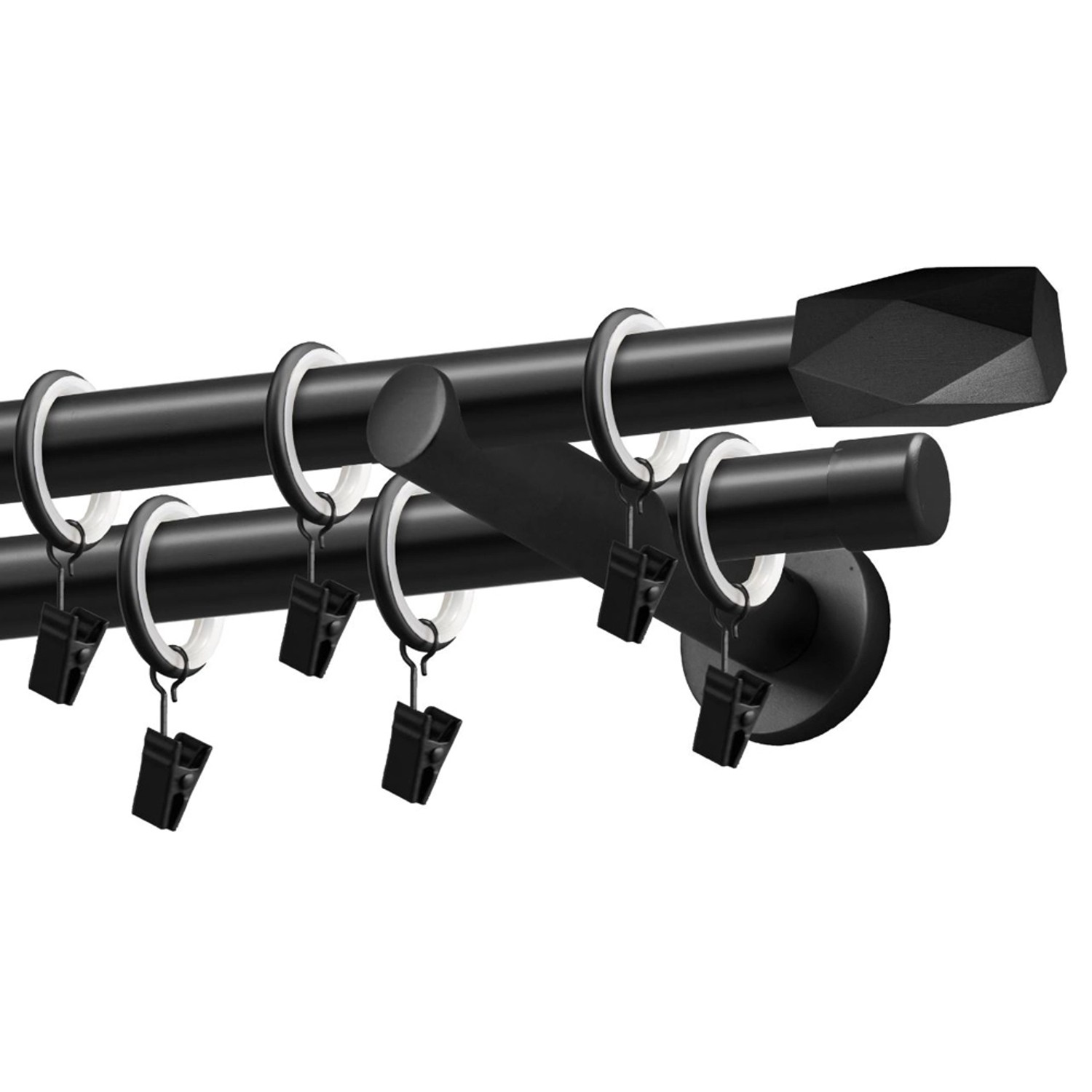Karnisz HEX podwójny 19 mm czarny 160 cm