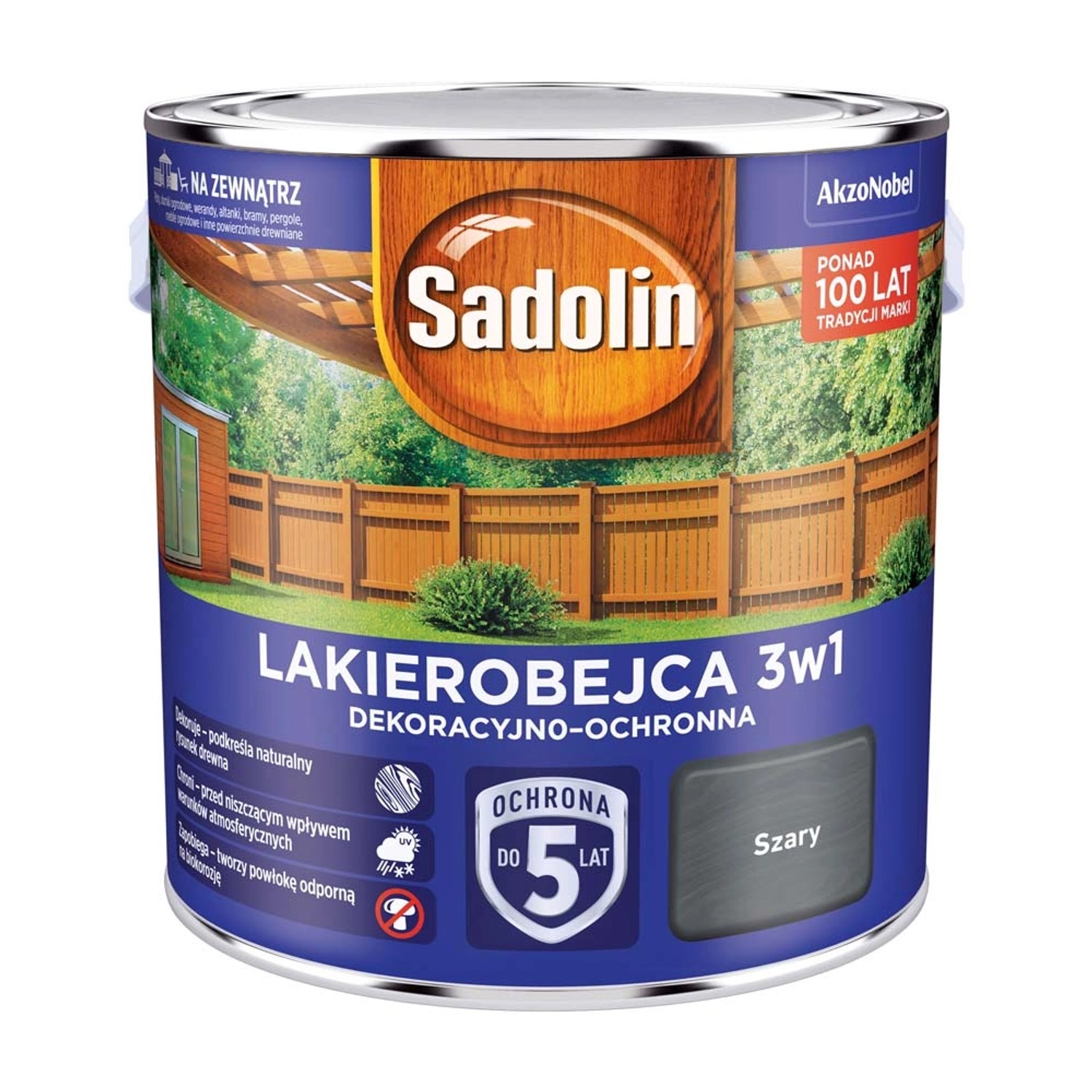 Sadolin Lakierobejca 3w1 szary 2,5 l