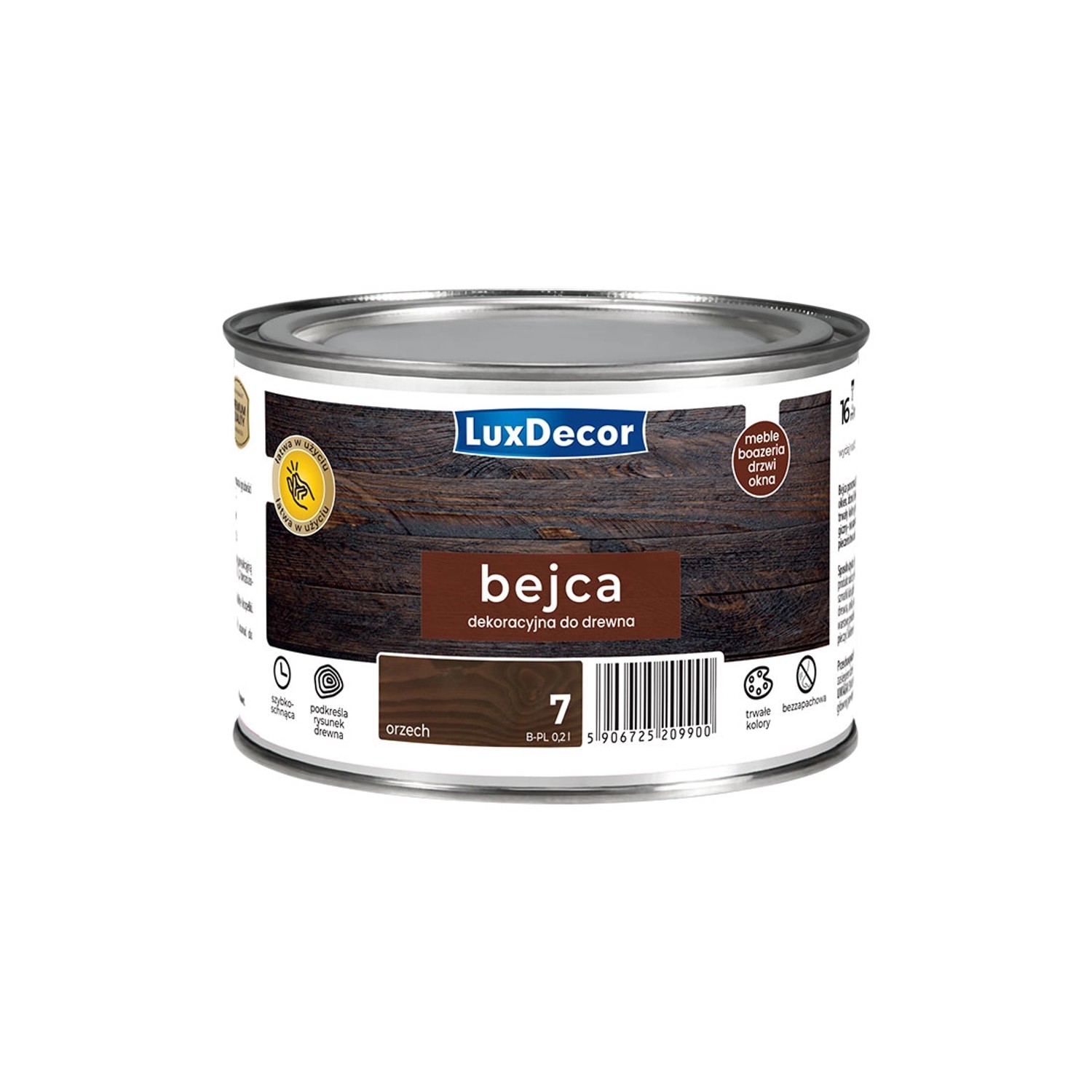 LuxDecor Bejca do drewna orzech 0,2L