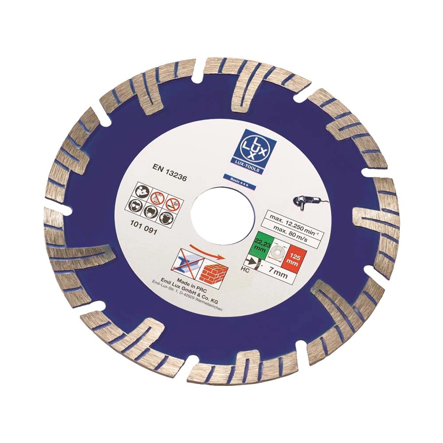 Tarcza diamentowa LUX 125 mm Turbo, segmentowa