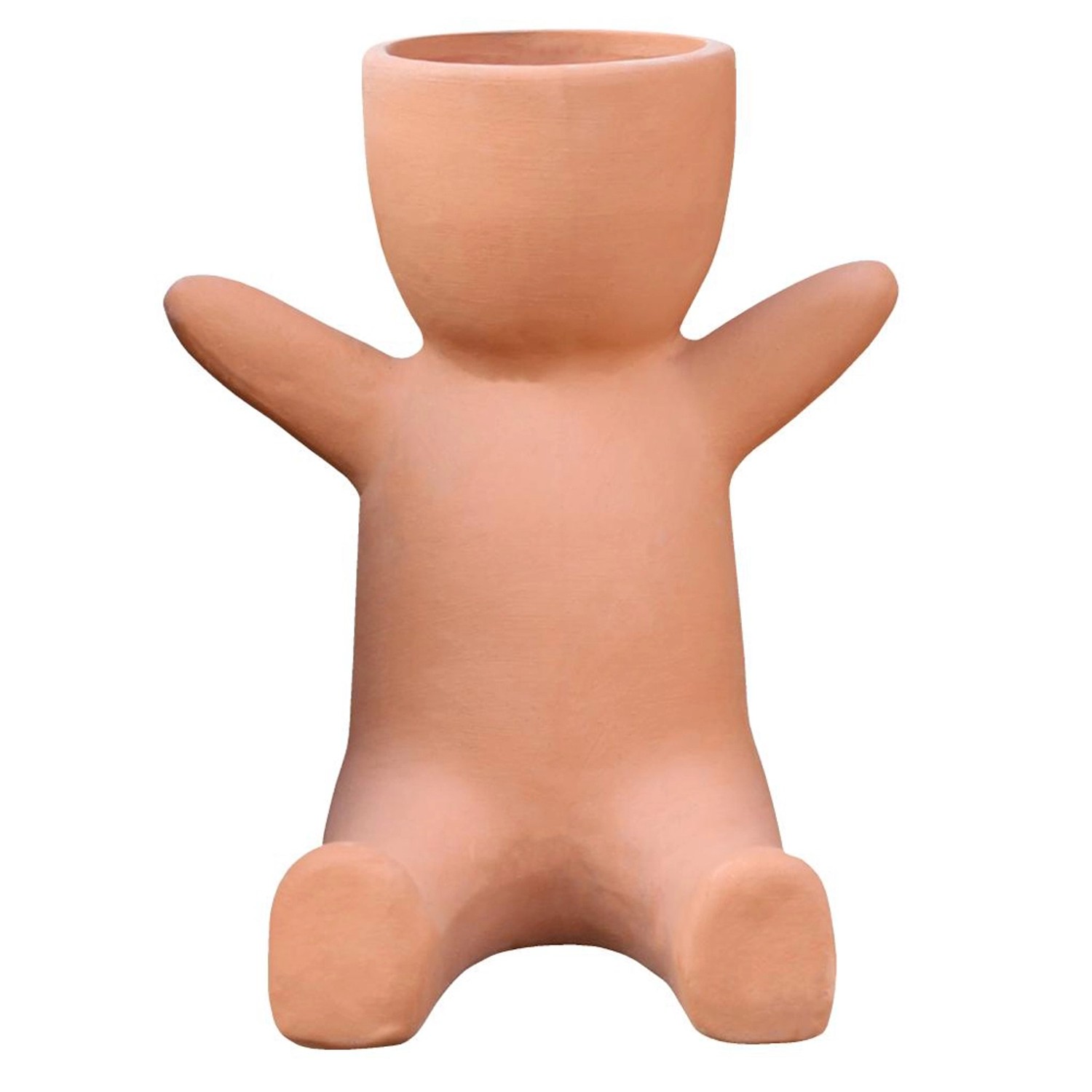Osłonka Ludzik siedzący ceramiczna terrakota - 11 x 16,5 cm