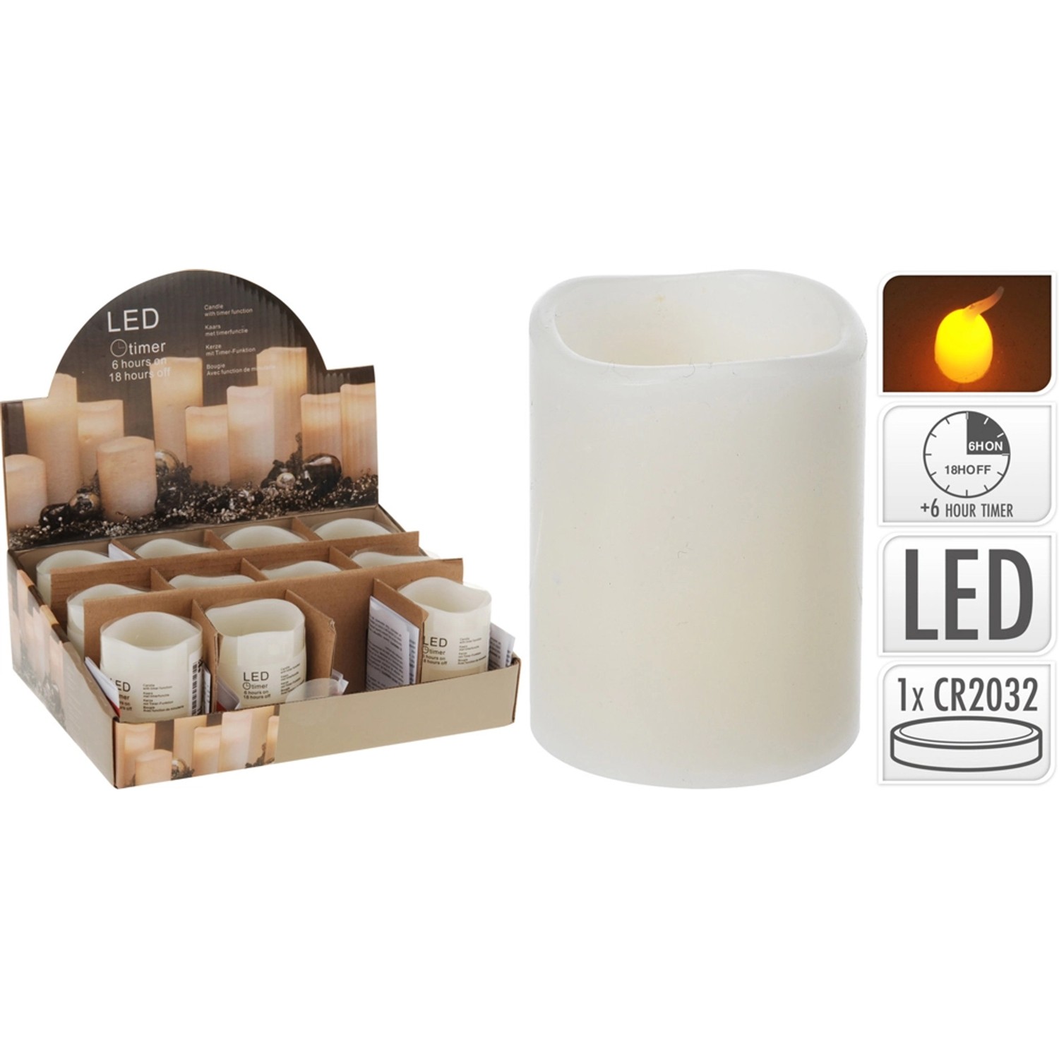 Świeca led z timerem i baterią Krem S 5x6,5cm
