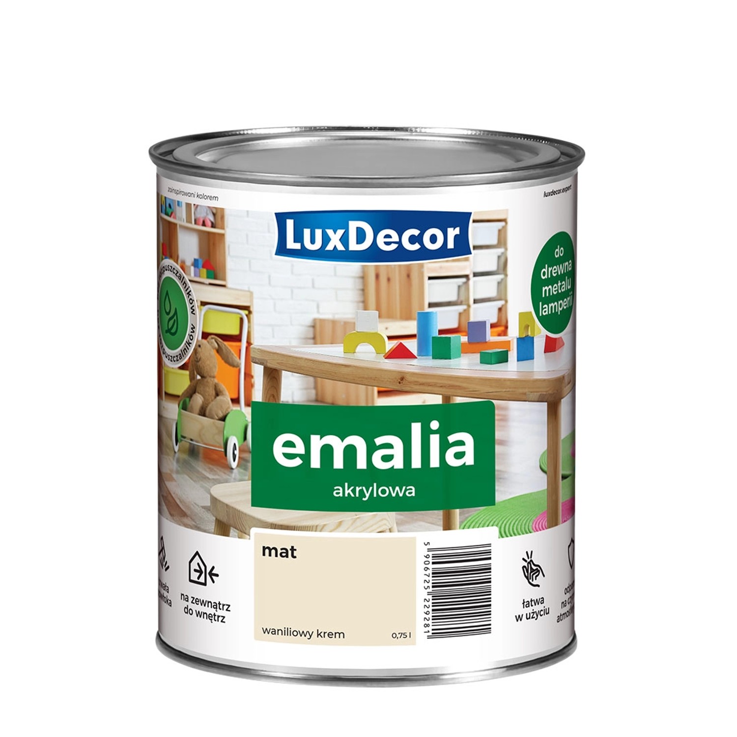 Emalia akrylowa LuxDecor waniliowy krem mat 0,75L