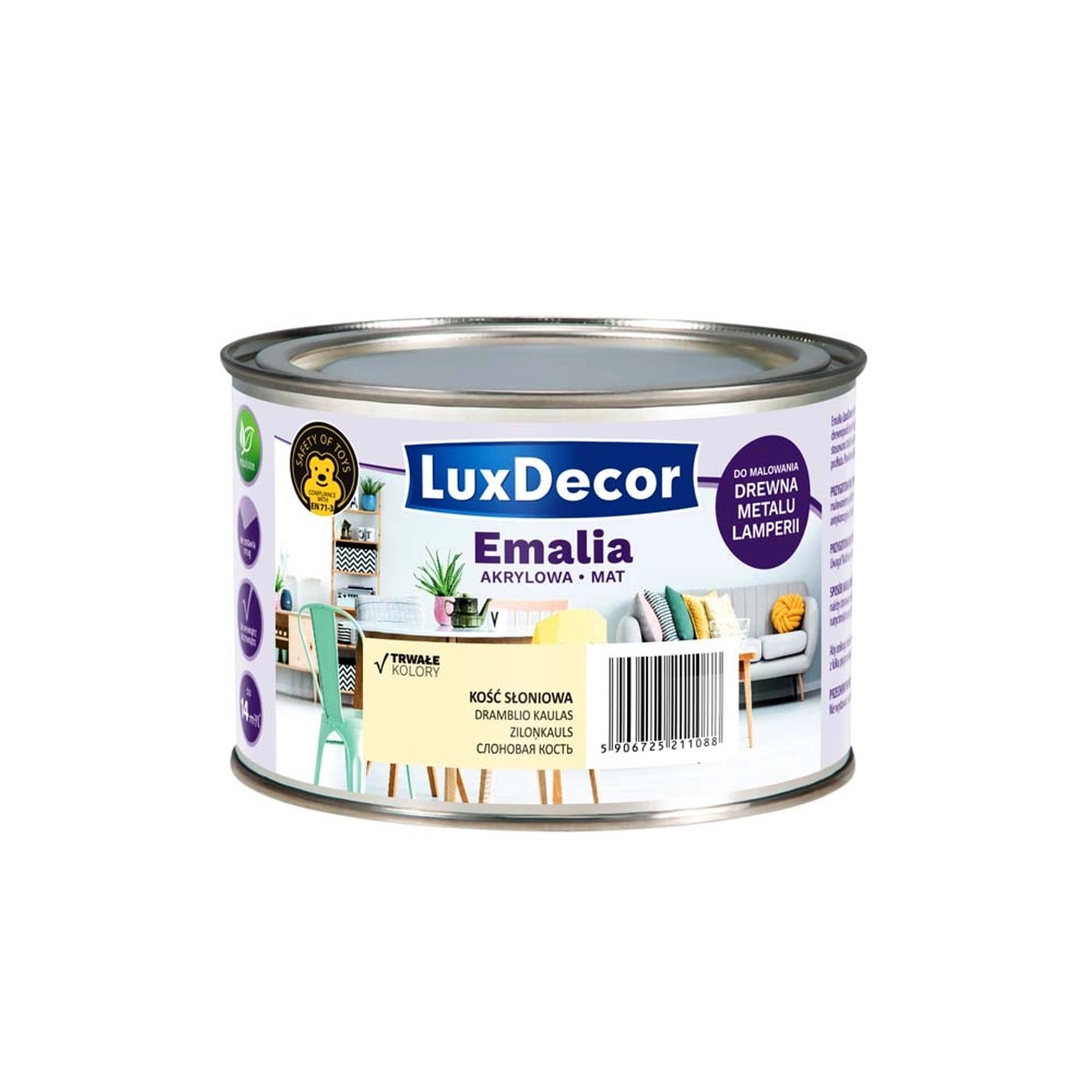LuxDecor Emalia akrylowa do drewna i metalu mat kość słoniowa 400 ml