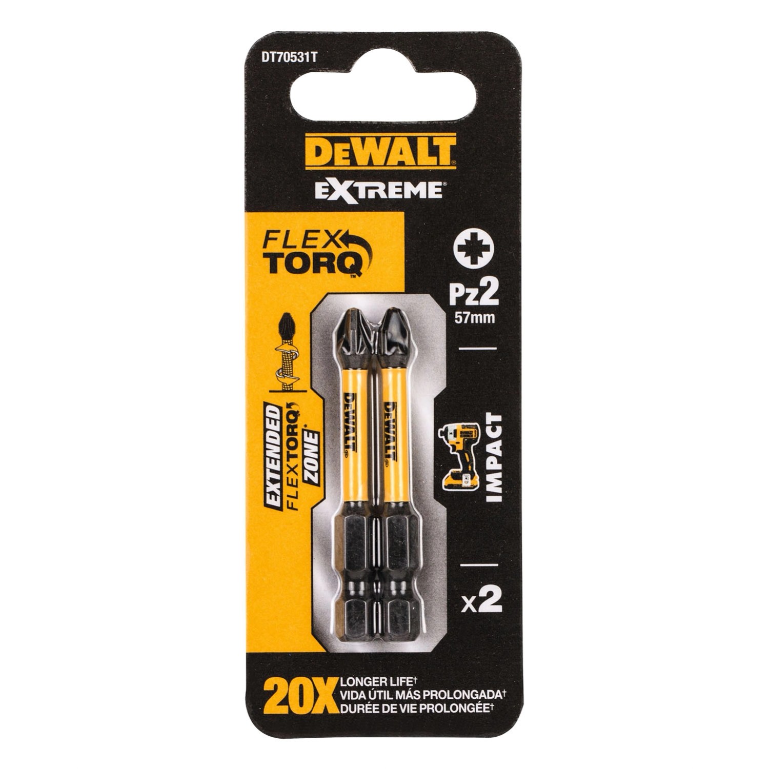 Dewalt Bity udarowe PZ2 57 mm - 2 szt.