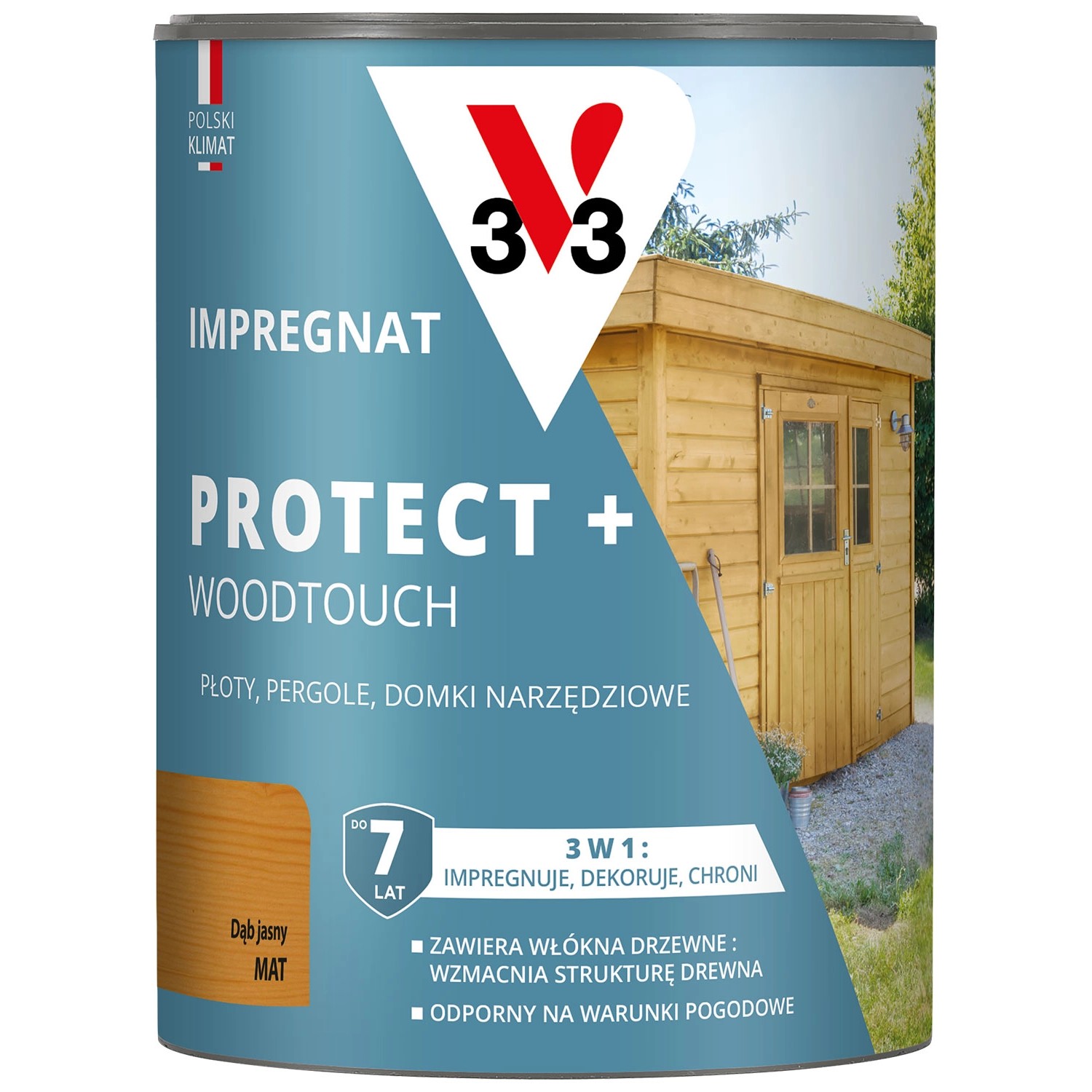 V33 Impregnat Protect+ dąb jasny 0,7L