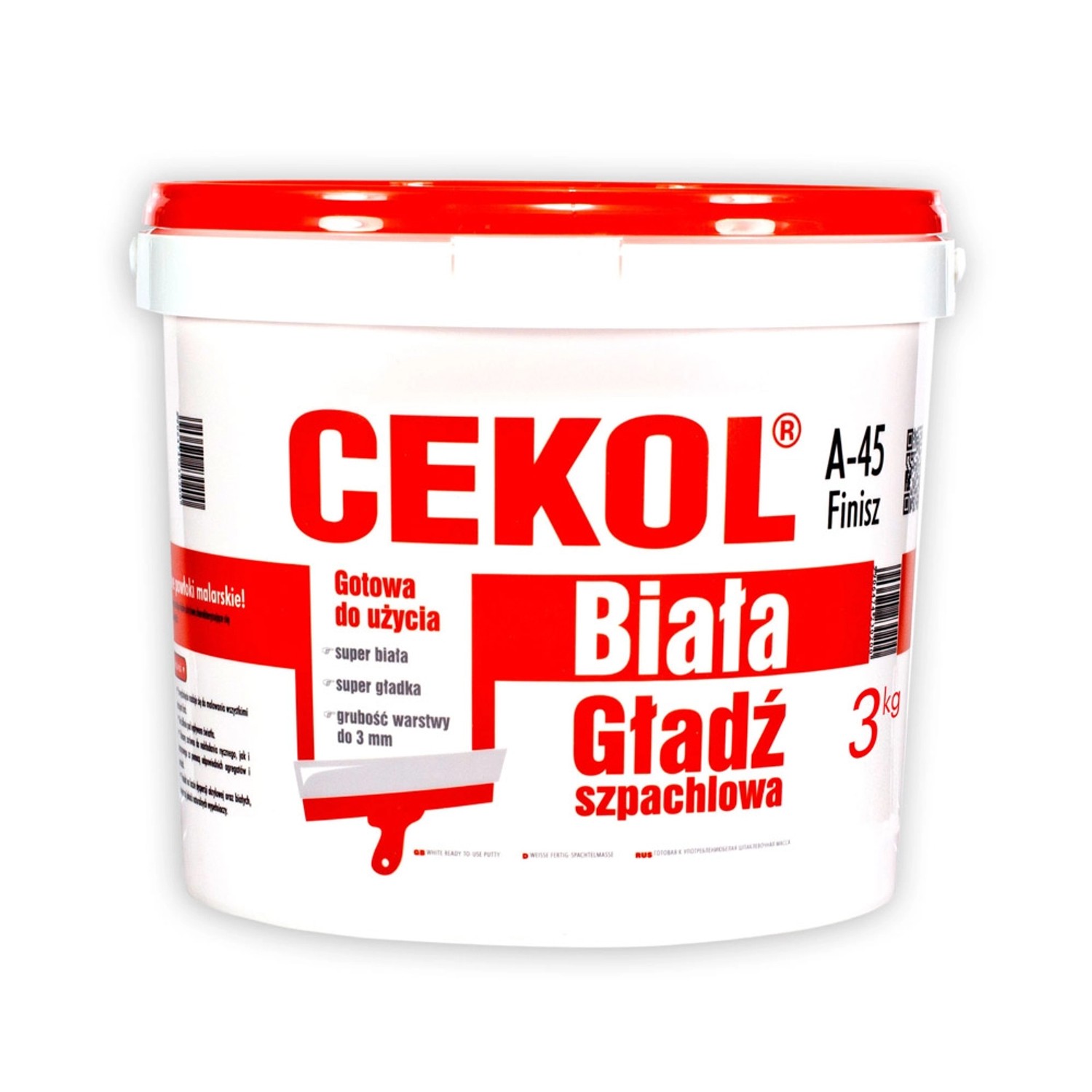 Cekol Biała gładź szpachlowa A-45 Finisz 3 kg