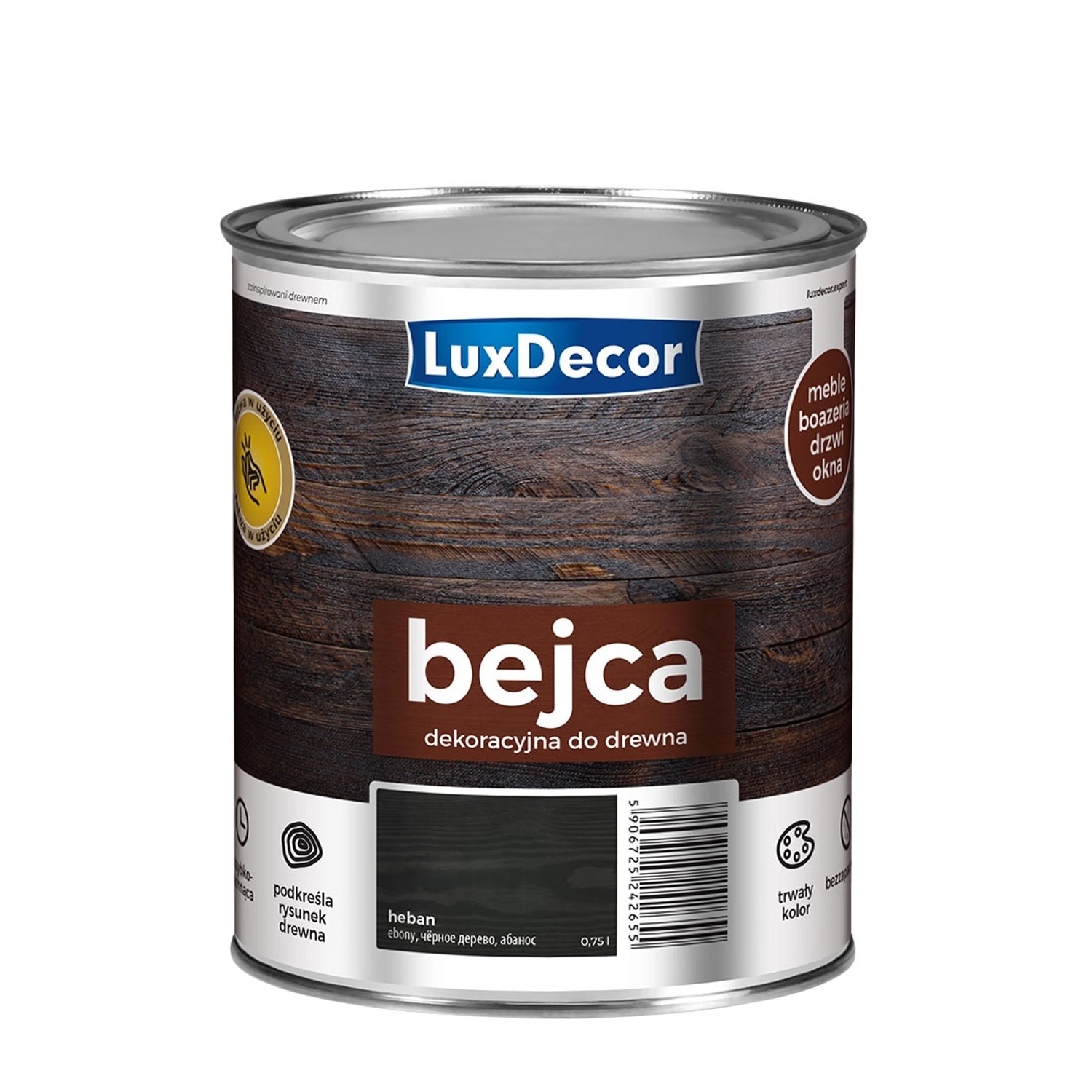 LuxDecor Bejca do drewna heban 0,75L