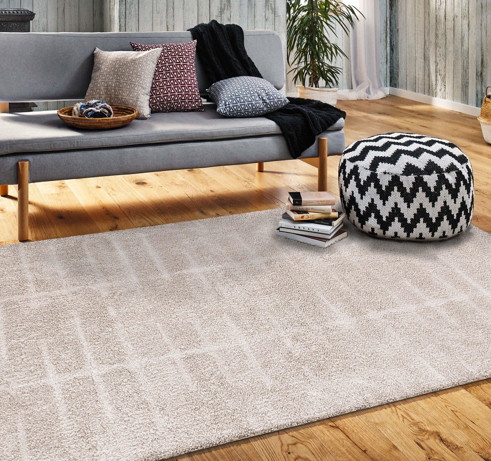 Gęsty dywan Shaggy do łączenia Elegance Cosy Balta 02- beżowy