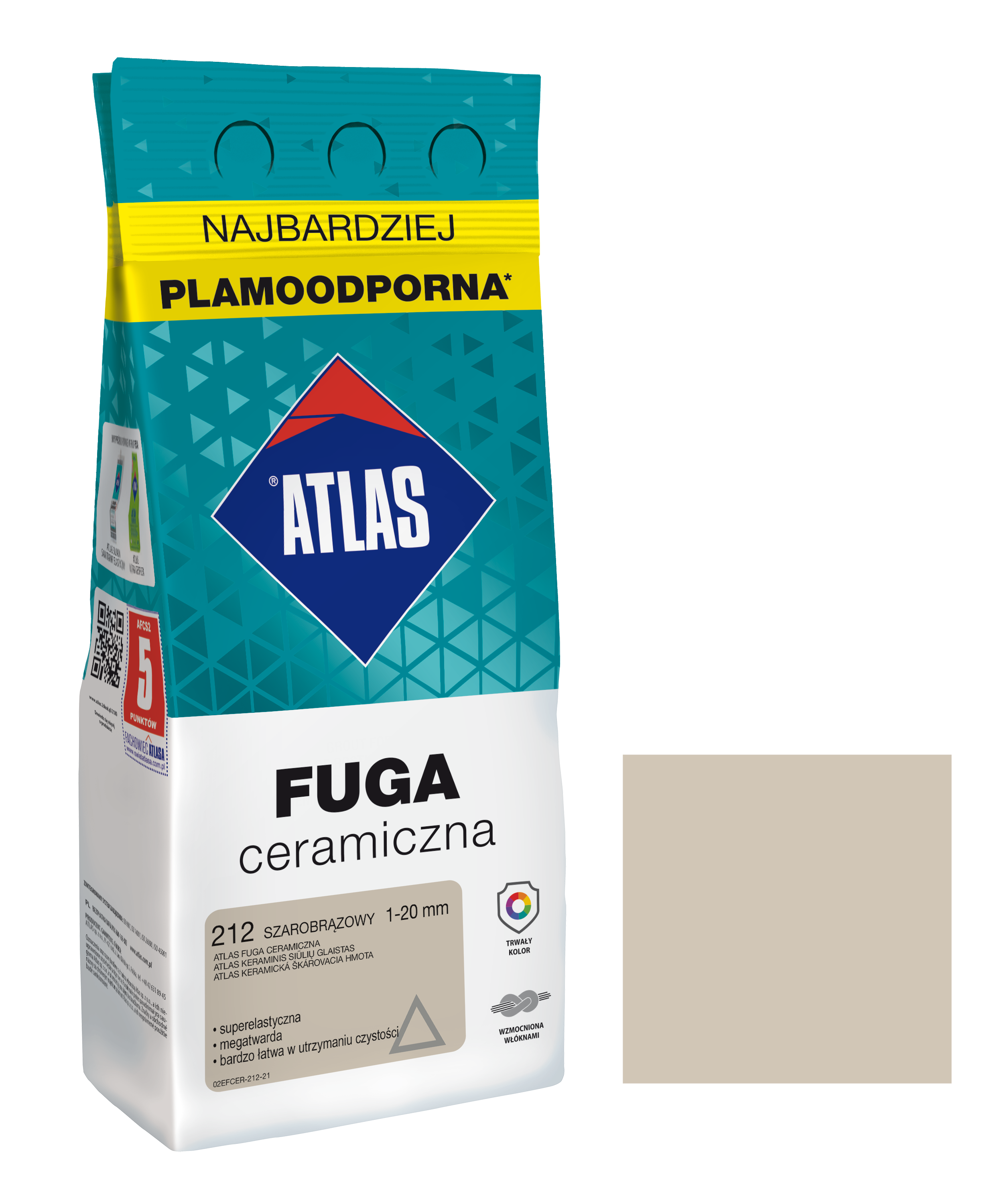 ATLAS FUGA CERAMICZNA 1-20MM 212 SZAROBRĄZOWA 2KG
