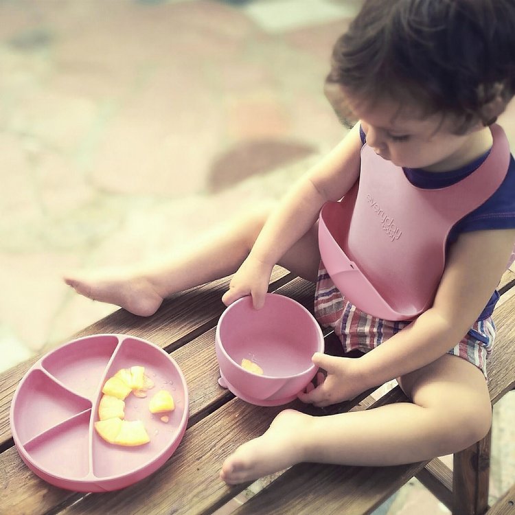 Everyday Baby, Śliniak silikonowy z kieszonką, różowy