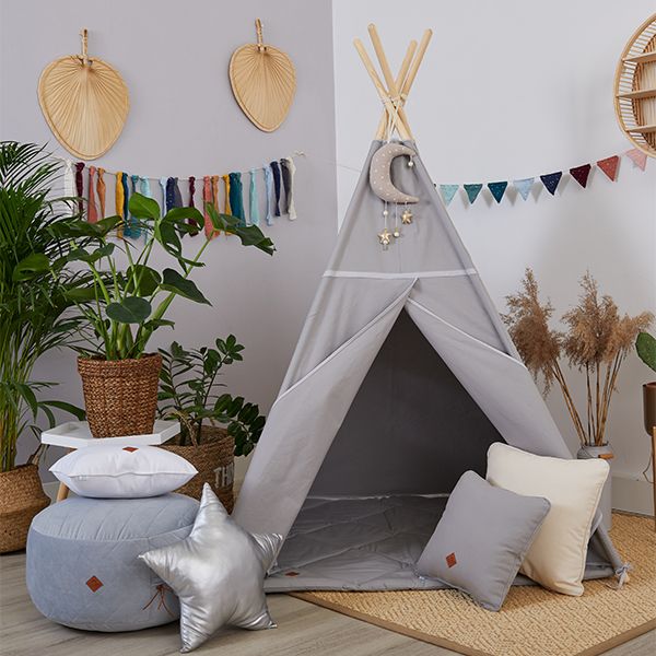 Namiot Tipi + Mata + Poduszki Grey- wariant do wyboru FM - Tipi