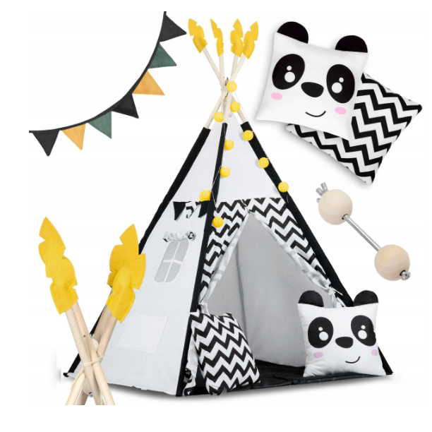 Namiot tipi Panda + poduszki + girlanda AL