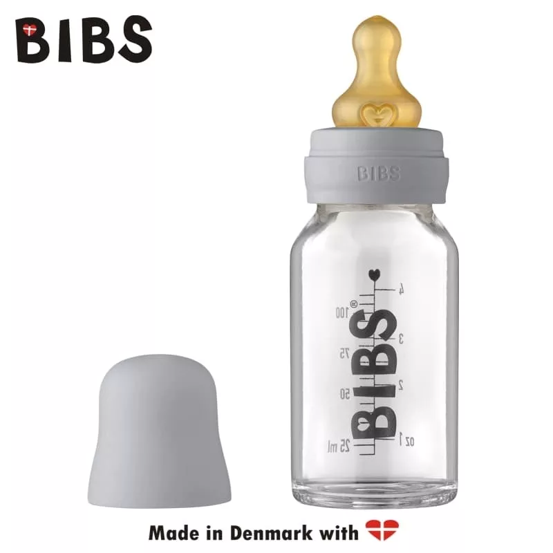 BIBS BABY GLASS BOTTLE CLOUD Antykolkowa Butelka Szklana dla Noworodków 110 ml BBTB
