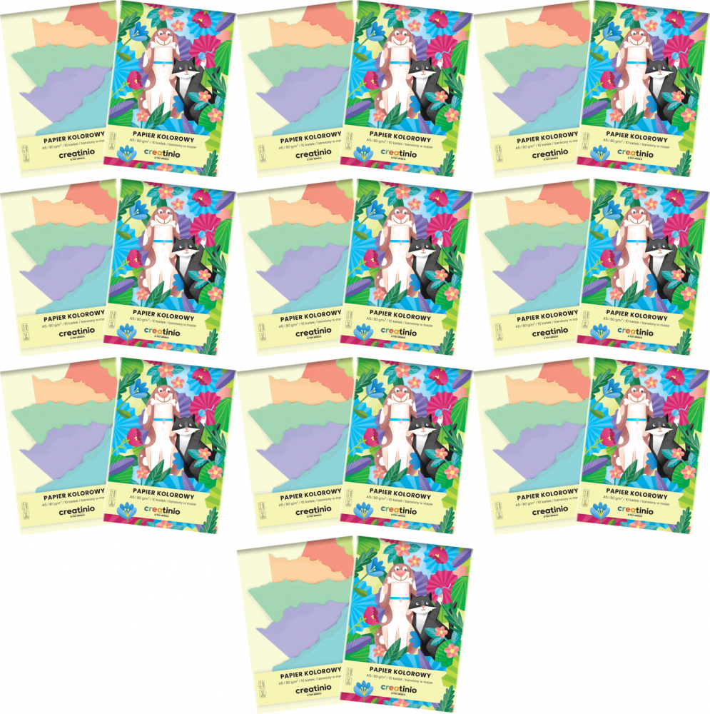 20x Zeszyt papierów kolorowych TOP 2000 Creatino, A5, 10 kartek, mix kolorów