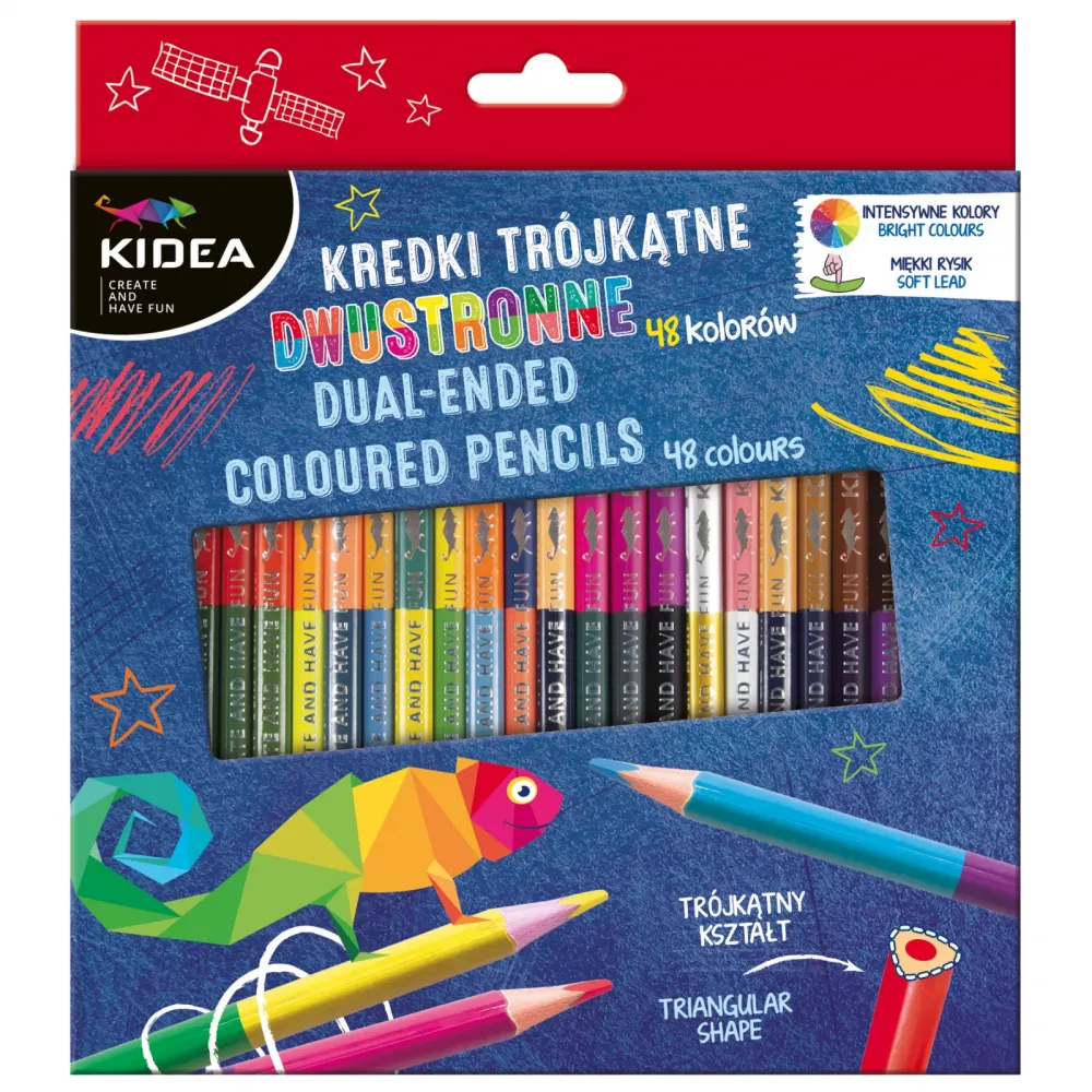Kredki ołówkowe Kidea, dwustronne, 24 sztuki/48 kolorów, mix kolorów