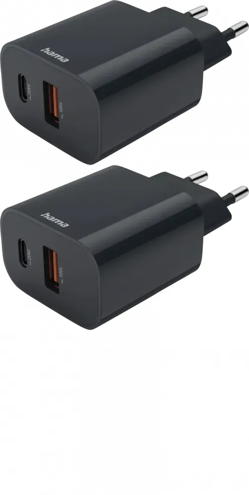 2x Ładowarka do telefonu Hama, Power Delivery, USB-C/USB-A, 20W, antracyt