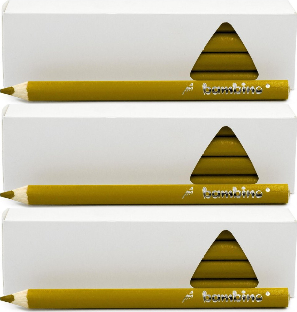 3x Kredki Bambino, w oprawie drewnianej, trójkątne, 12 sztuk, złoty