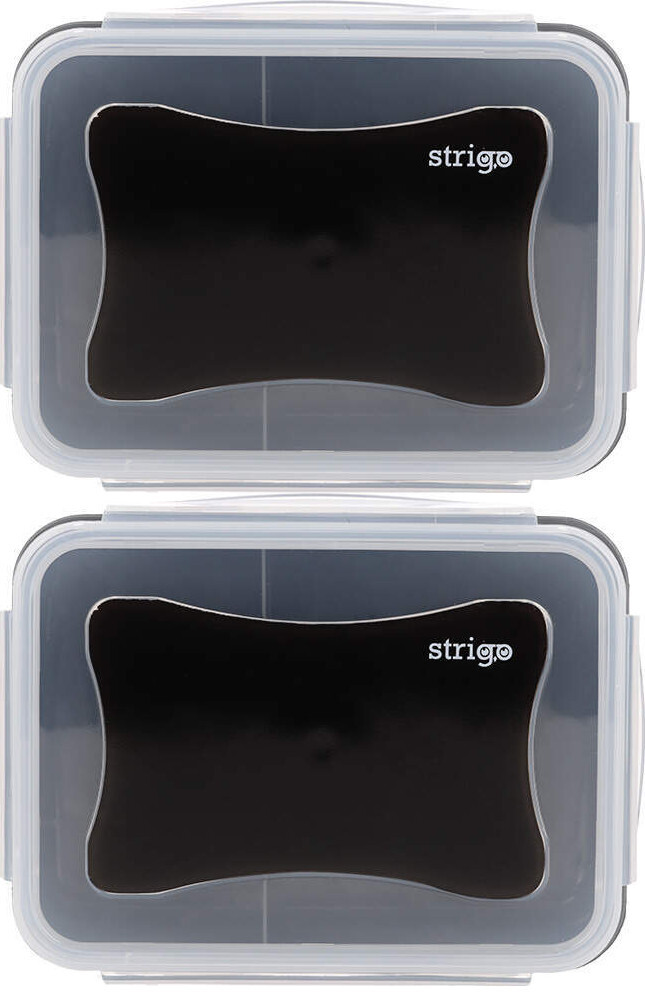 2x Lunchbox Strigo Classic, 16.5x12x6.5cm, transparentny/czarny