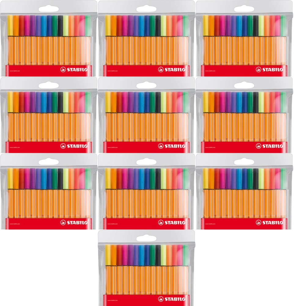 10x Cienkopis Stabilo Point 88 8815-1, 0.4mm, 15 sztuk w etui, mix kolorów